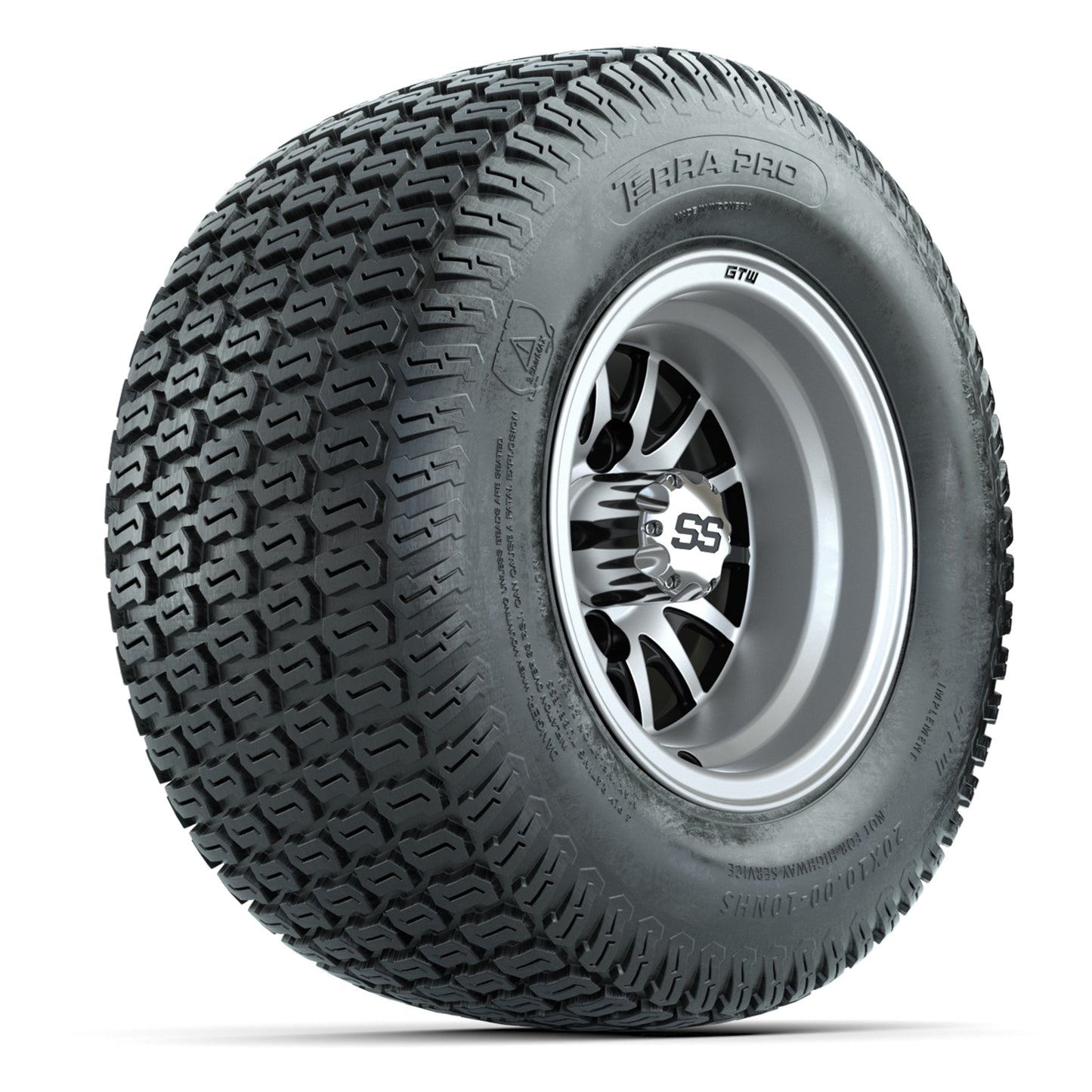 GTW Medusa Black/Machined 10 in Wheels with 20x10-10 S-Pattern Terra Pro Street Tires – Full Set