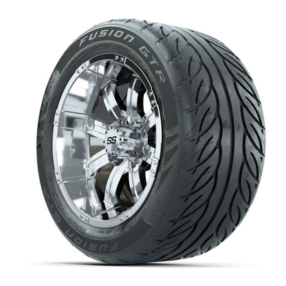 GTW® Tempest Chrome 14 in Wheels with 255/45-R14 Fusion GTR Steel Belt Radial Street Tires – Full Set