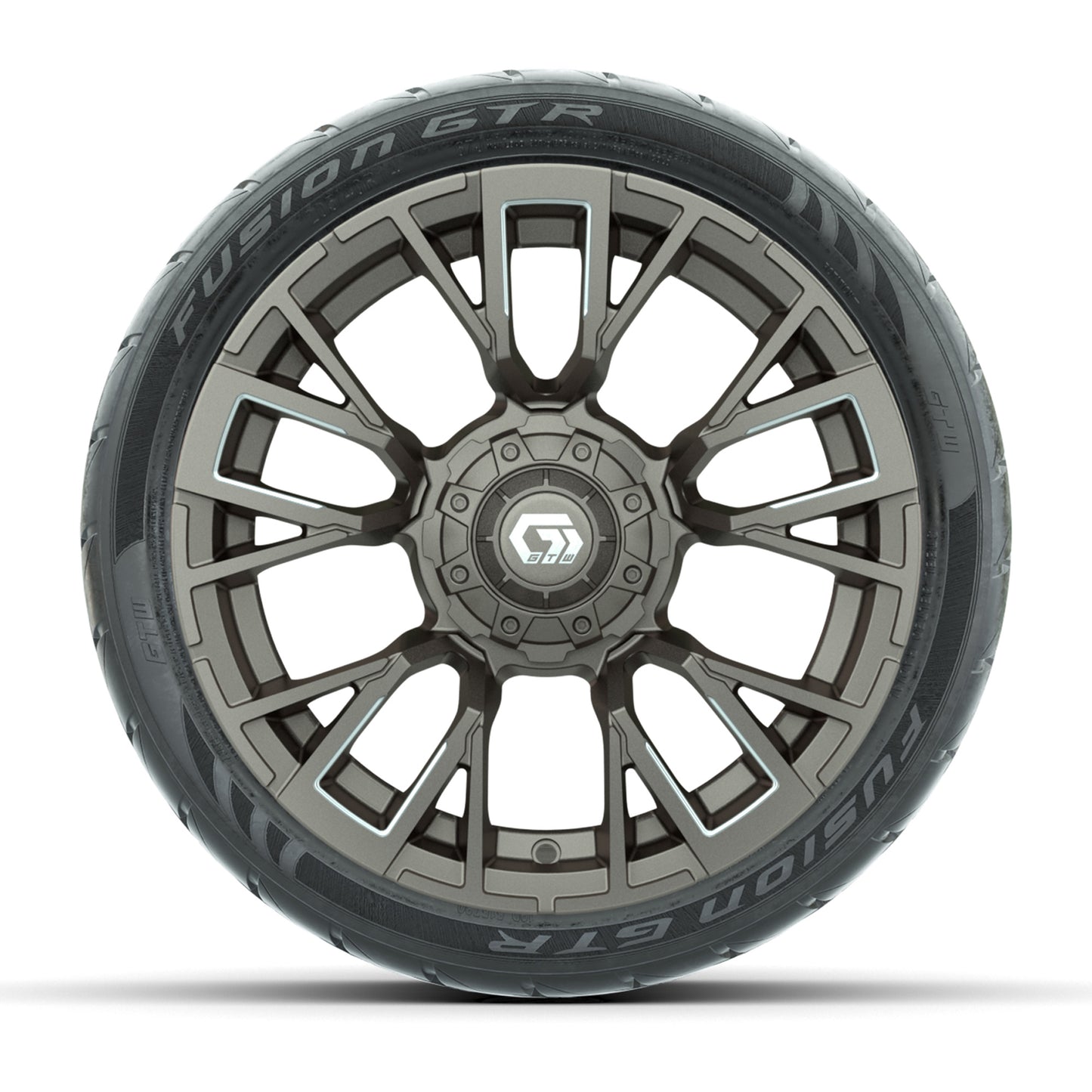 GTW® Vandal Satin Bronze/Machined 14 in Wheels with 205/40-R14 Fusion GTR Steel Belted Street Tires – Full Set