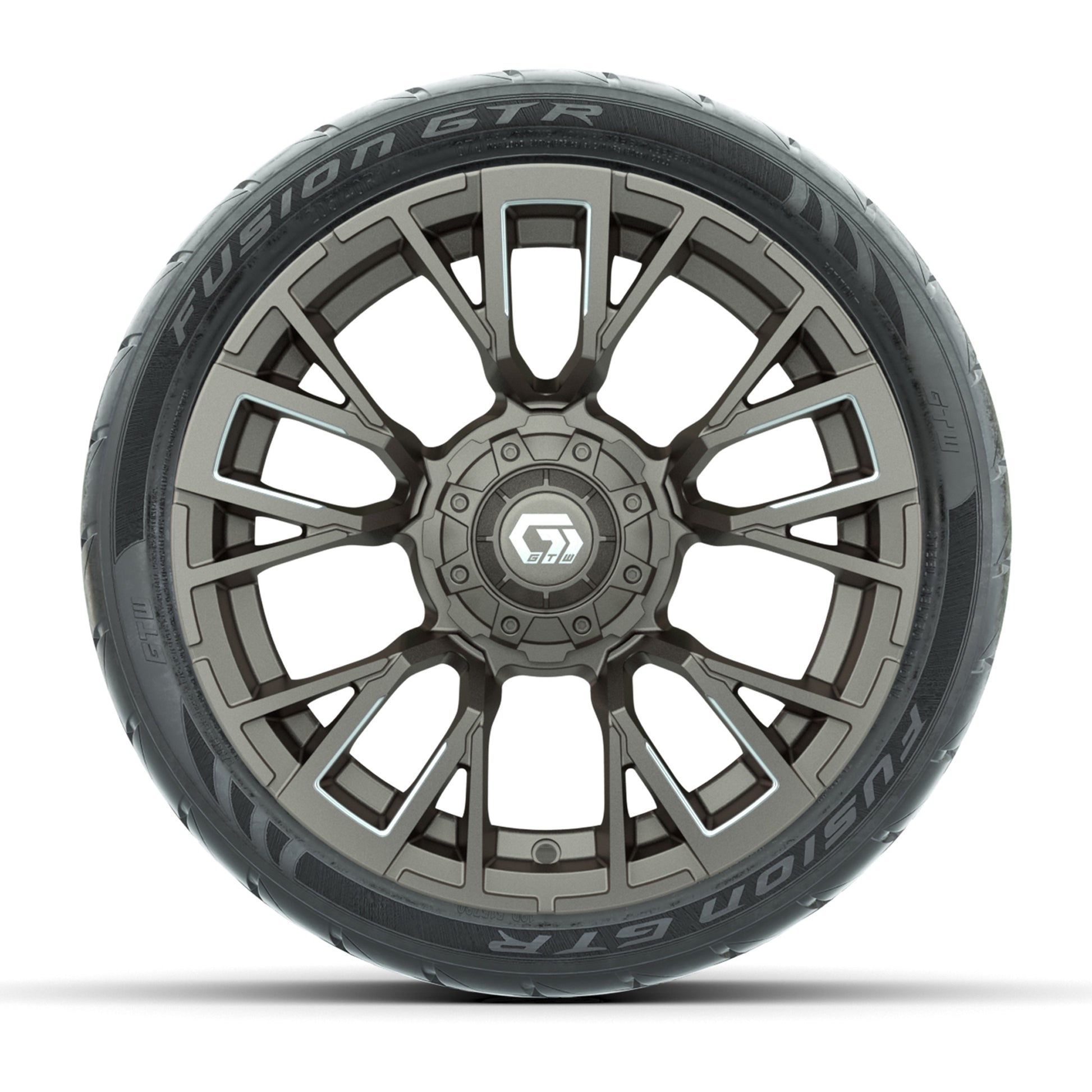 GTW® Vandal Satin Bronze/Machined 14 in Wheels with 205/40-R14 Fusion GTR Steel Belted Street Tires – Full Set