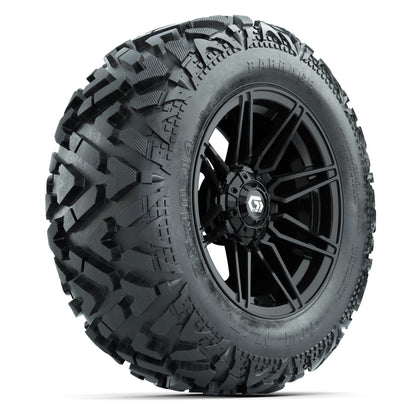 GTW Stealth Gloss Black 14 in Wheels with 25x10-14 Barrage Mud Tires – Full Set