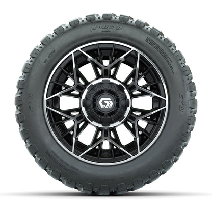 GTW® Stellar Black/Machined 12 in Wheels with 20X10-12 Nomad Steel Belt Radial All-Terrain Tires - Full Set