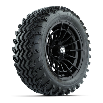 GTW® Boost Gloss Black 14 in Wheels with 23X10-14 Rogue All-Terrain Tires – Full Set
