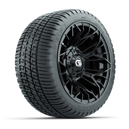 GTW® Stellar Black 12 in Wheels with 205/30-12 Fusion Street Tires - Full Set