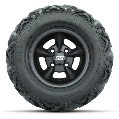 GTW Godfather Matte Gray 10 in Wheels with 20x10-10 Barrage Mud Tires – Full Set