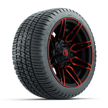 GTW® Stealth Red/Machined 12 in Wheels with 205/30-12 Fusion Street Tires – Full Set