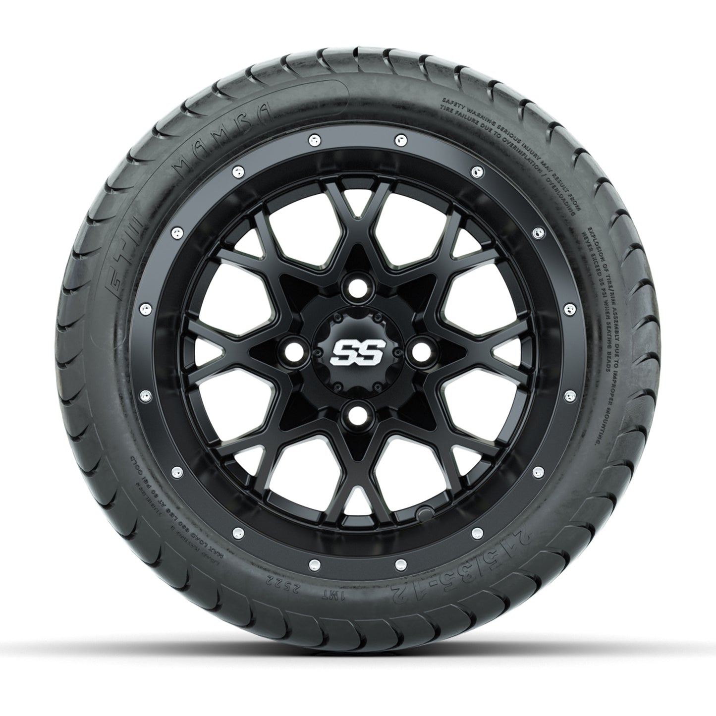 Set of (4) 12 in GTW Vortex Wheels with 215/35-12 GTW Mamba Street Tires