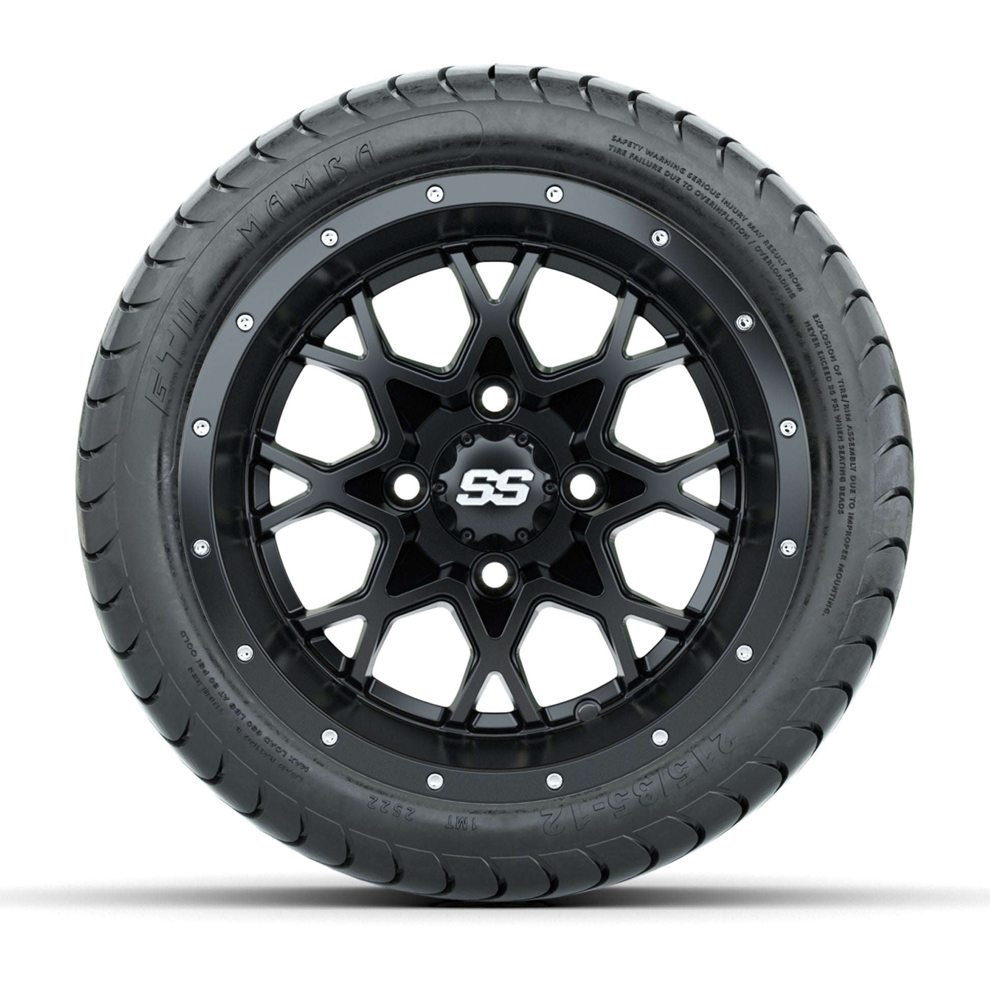 Set of (4) 12 in GTW Vortex Wheels with 215/35-12 GTW Mamba Street Tires