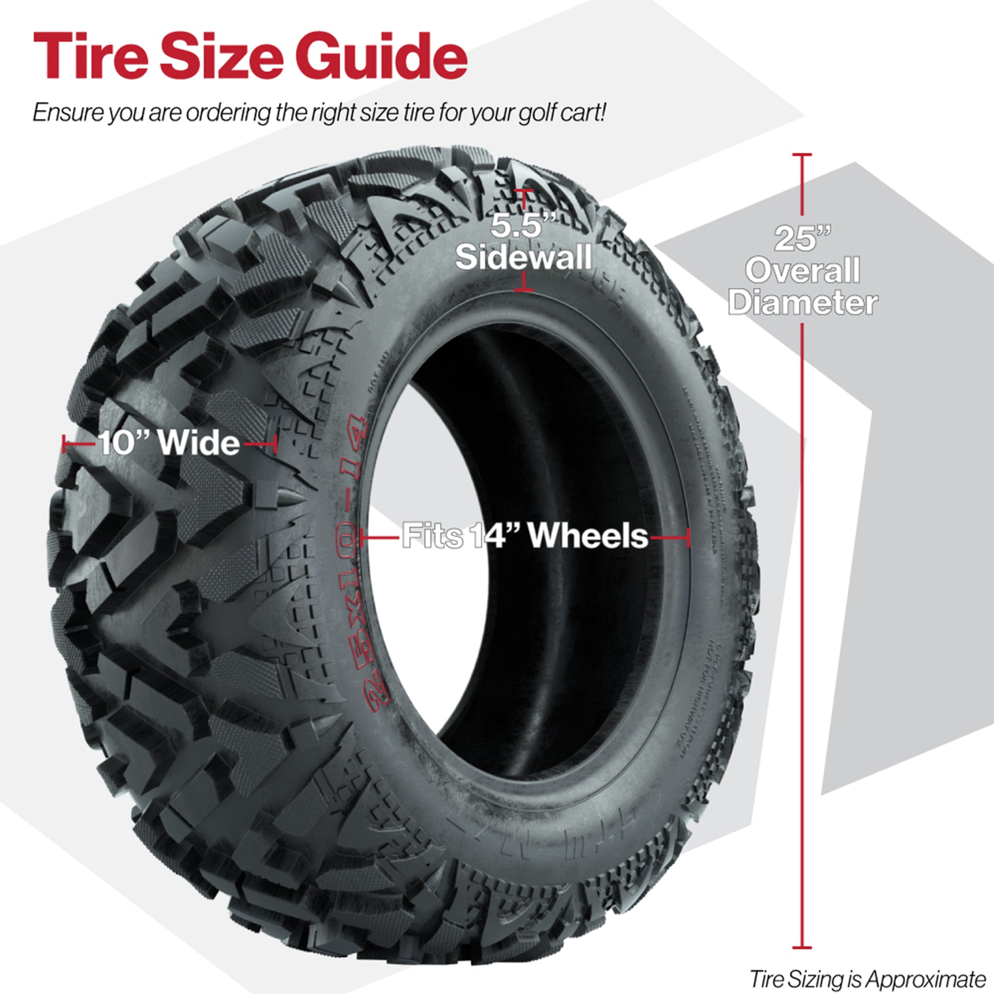 GTW Bravo Black/Bronze Tint 14 in Wheels with 25x10-14 Barrage Mud Tires – Full Set