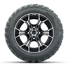 GTW® Spyder Black/Machined 12 in Wheels with 22X11-R12 Nomad Steel Belt Radial All-Terrain Tires – Full Set