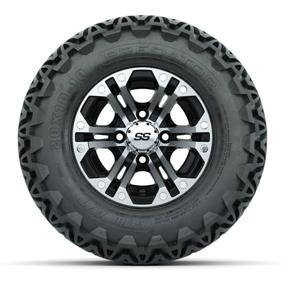 GTW Specter Black and Machined Wheels with 20in Predator A-T Tires - 10 Inch