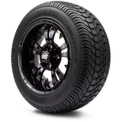 MODZ® 12" Vampire Glossy Black Wheels & Street Tires Combo