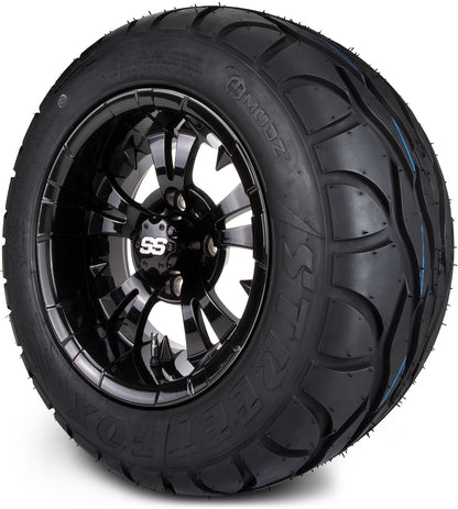 MODZ® 12" Vampire Glossy Black Wheels & Street Tires Combo