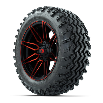 GTW® Stealth Red/Machined 14 in Wheels with 23X10-14 Rogue All-Terrain Tires – Full Set