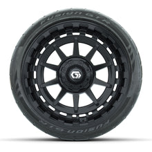 GTW® Barricade Gloss Black 15 in Wheels with 215/40-R15 Fusion GTR Steel Belted Street Tires – Full Set