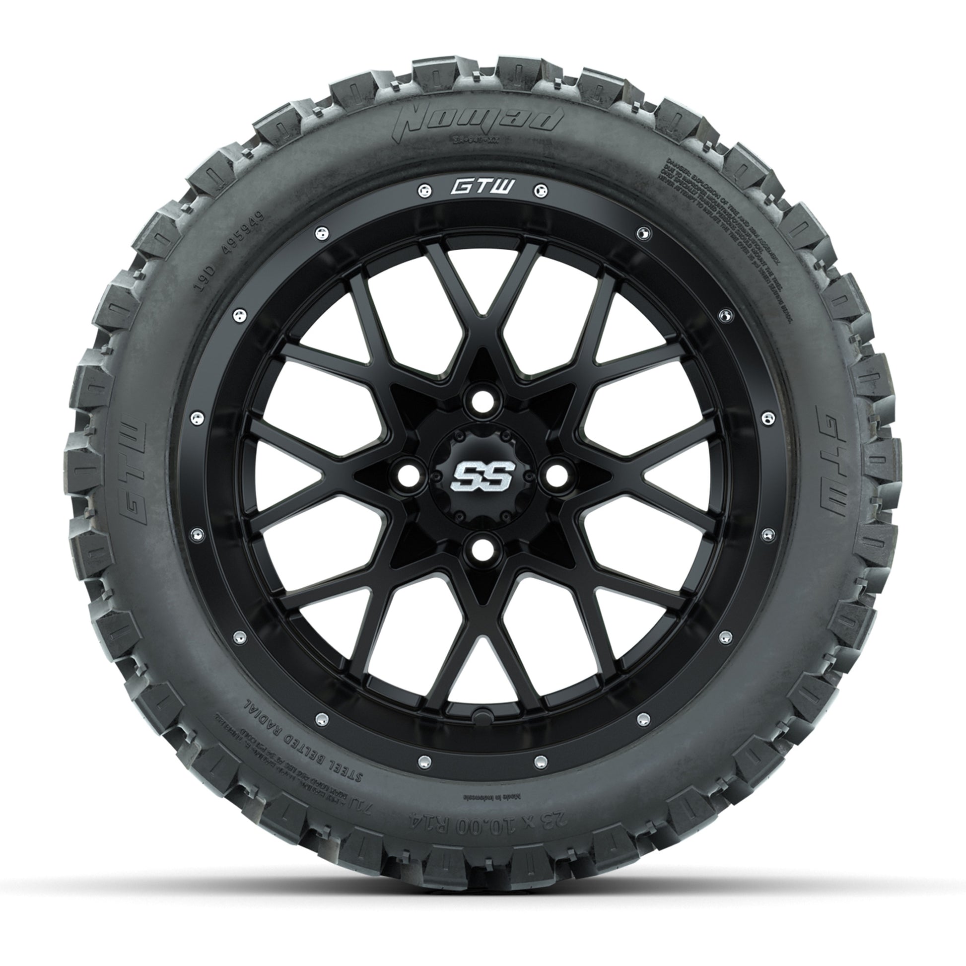 Set of (4) 14 in GTW Vortex Wheels with 23x10-14 GTW Nomad All-Terrain Tires
