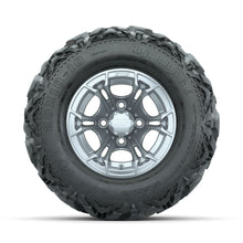 GTW Spyder Silver Brush 10 in Wheels with 20x10-10 Barrage Mud Tires - Full Set
