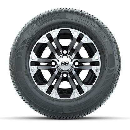 GTW Specter Black/Machined 10 in Wheels with 205/50-R10 Fusion S/R Radial Steel Belt Street Tires – Full Set