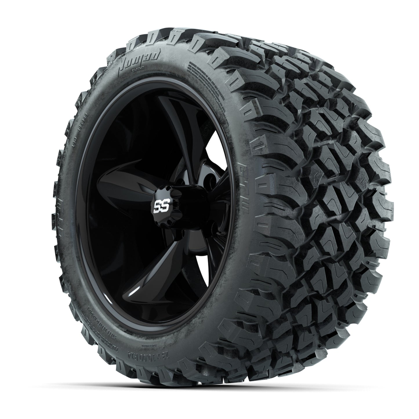 GTW® Godfather Black 14 in Wheels with 23X10-R14 Nomad Steel Belt Radial All-Terrain Tires – Full Set