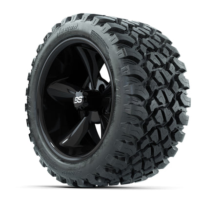 GTW® Godfather Black 14 in Wheels with 23X10-R14 Nomad Steel Belt Radial All-Terrain Tires – Full Set