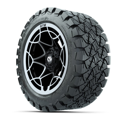 GTW® Nexus Gloss Black/Silver 14 in Wheels with 22x10-14 Timberwolf All-Terrain Tires – Full Set