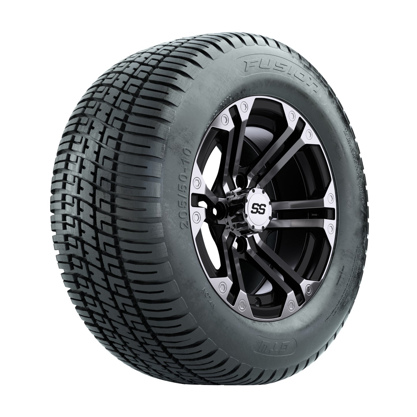 10” GTW Specter Black and Machined Wheels with Fusion Street Tires – Set of 4