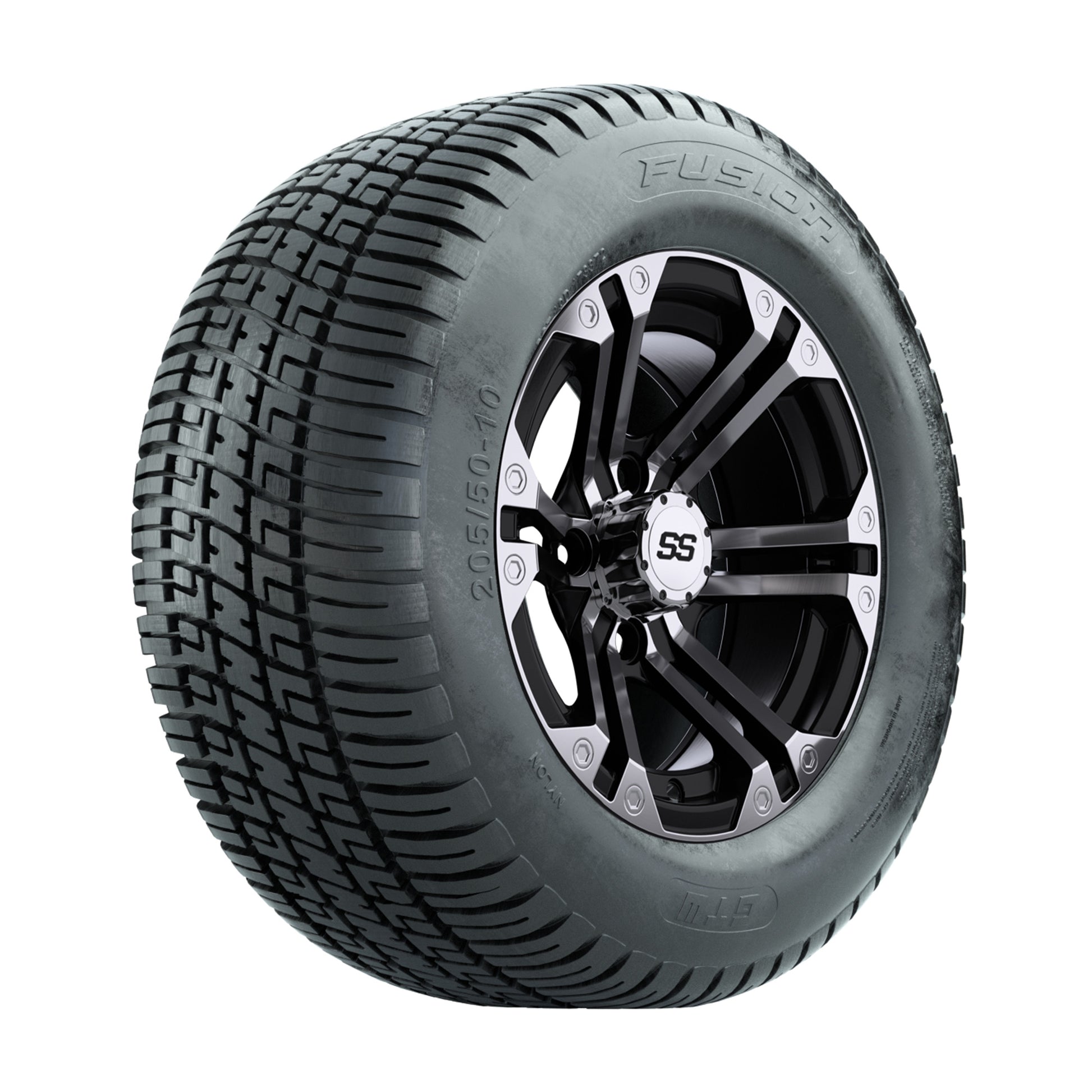 10” GTW Specter Black and Machined Wheels with Fusion Street Tires – Set of 4