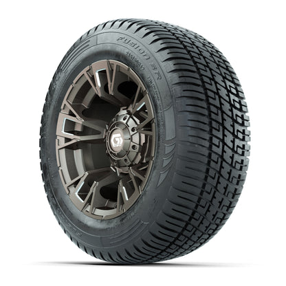 GTW® Vandal Satin Bronze/Machined 12 in Wheels with 215/50-R12 Fusion S/R Steel Belt Radial Tires – Full Set