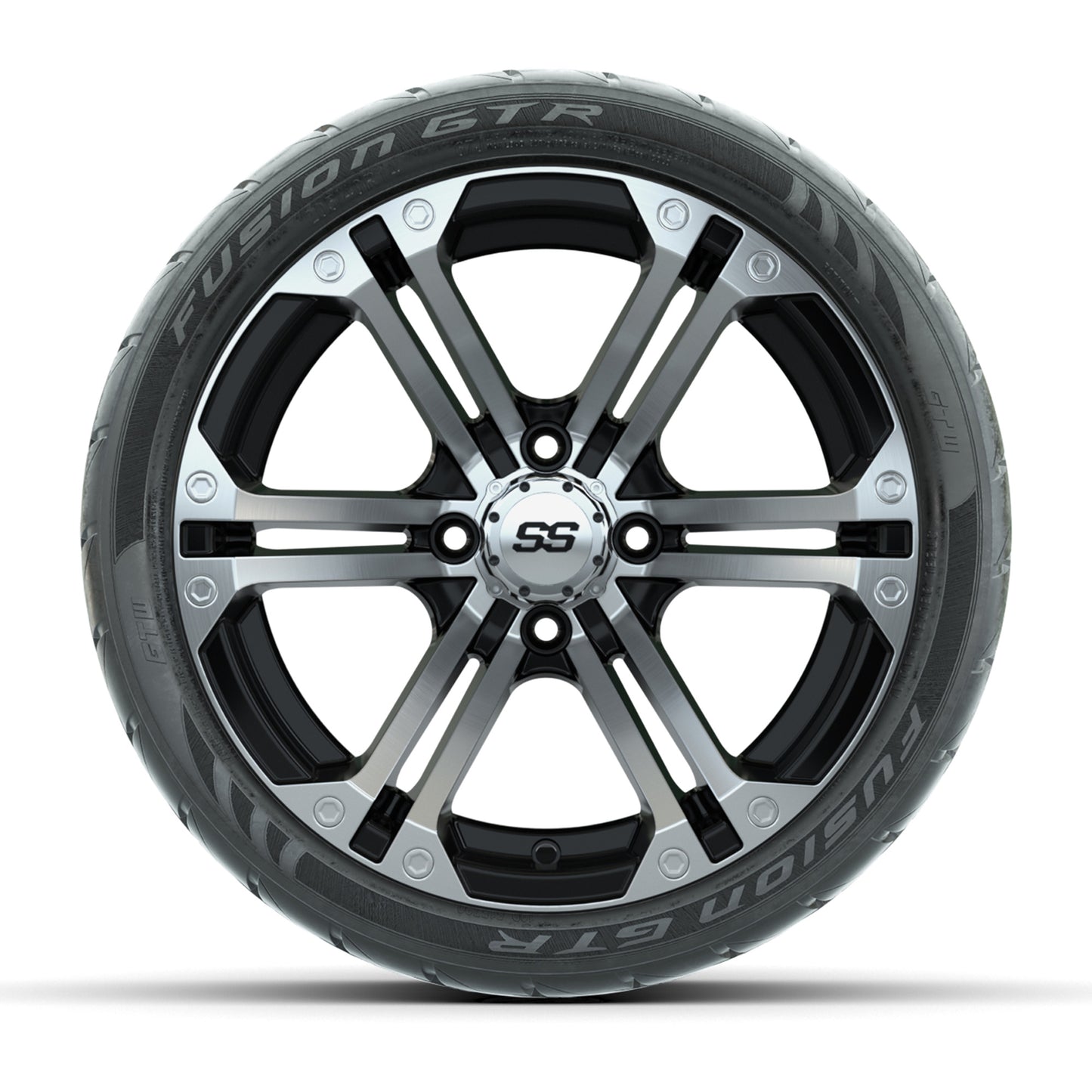 14” GTW Specter Machined/Black Wheels with Fusion GTR Street Tires – Set of 4