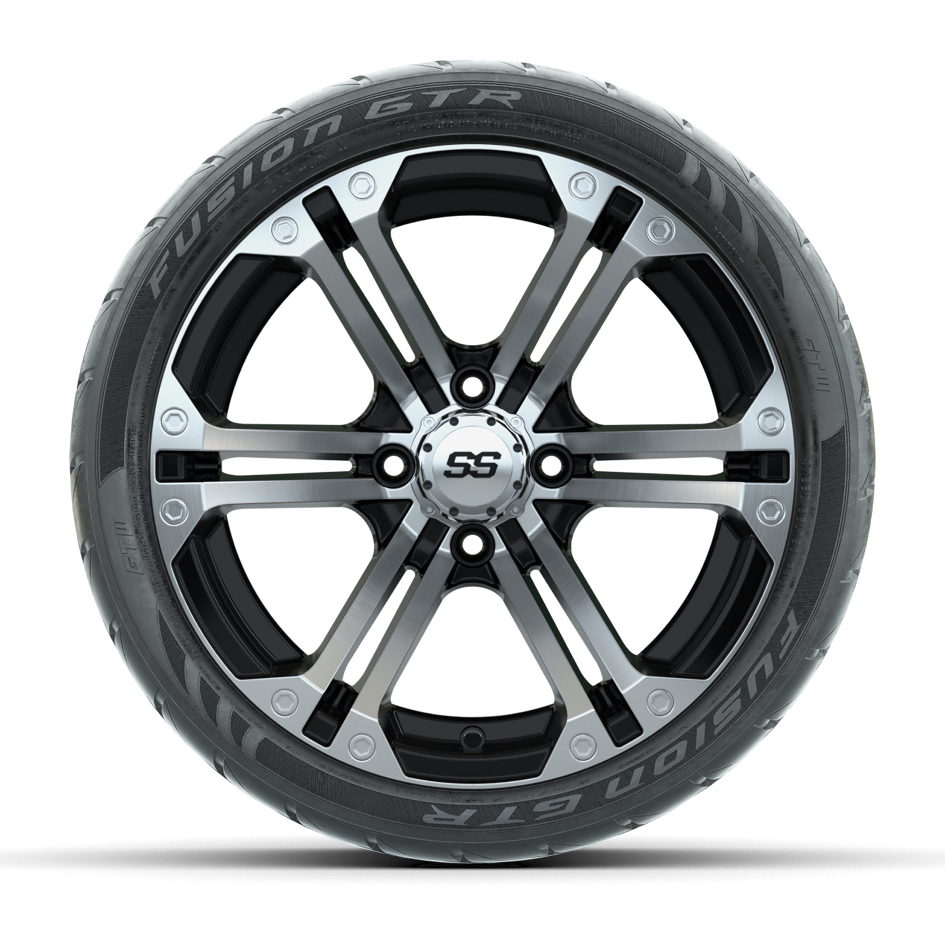 14” GTW Specter Machined/Black Wheels with Fusion GTR Street Tires – Set of 4