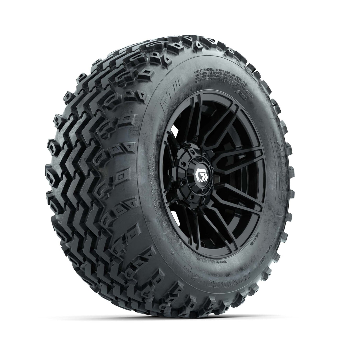 GTW® Stealth Gloss Black 12 in Wheels with 23X10.00-12 Rogue All-Terrain Tires – Full Set