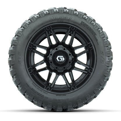 GTW® Stealth Gloss Black 12 in Wheels with 22X11-R12 Nomad Steel Belt Radial All-Terrain Tires – Full Set