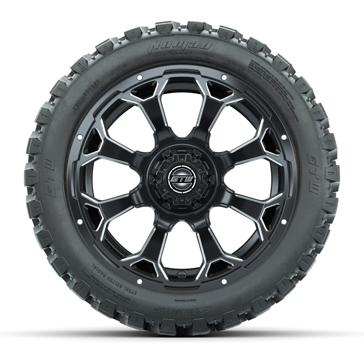 Set of (4) 14 in GTW Raven Wheels with 23x10-14 GTW Nomad All-Terrain Tires