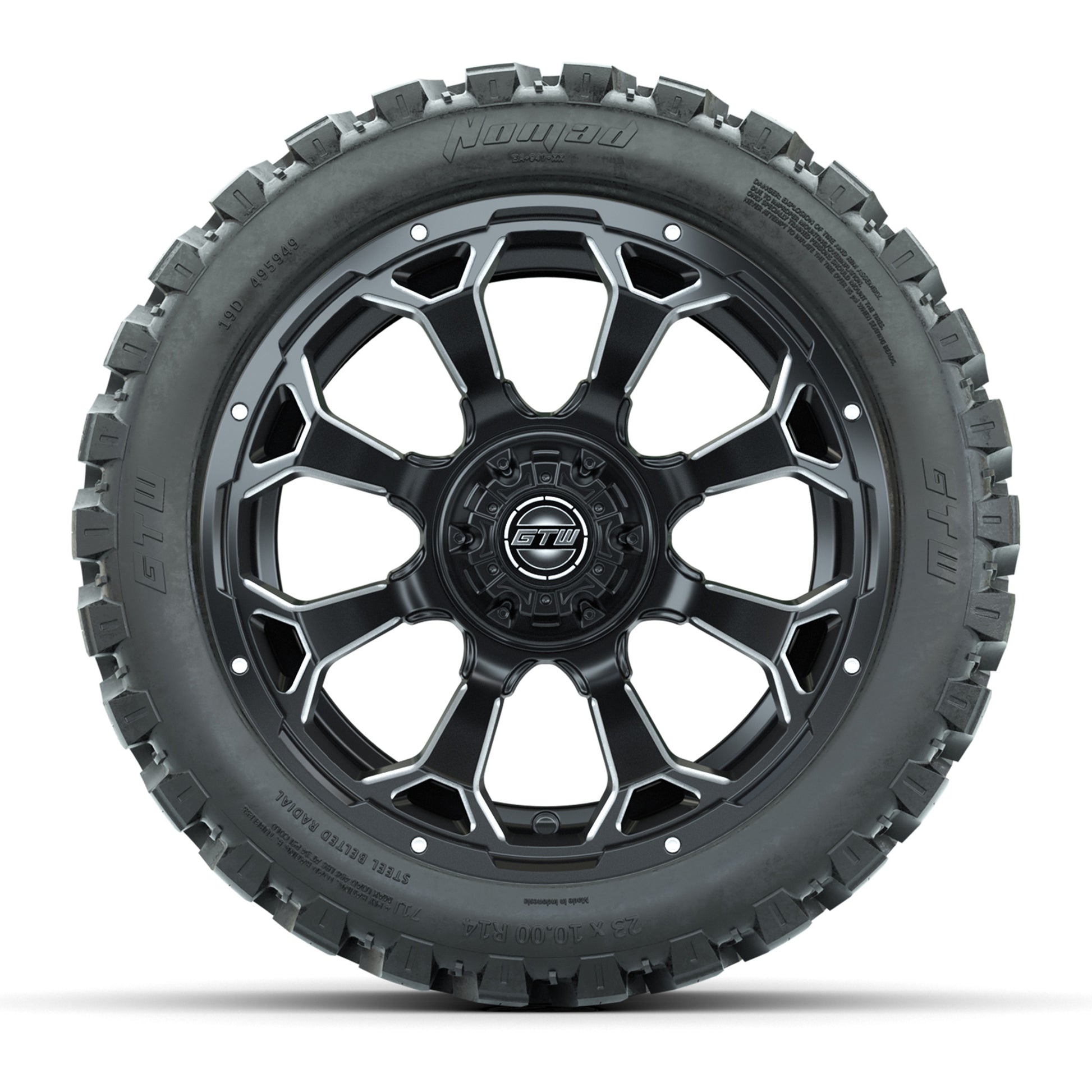 Set of (4) 14 in GTW Raven Wheels with 23x10-14 GTW Nomad All-Terrain Tires