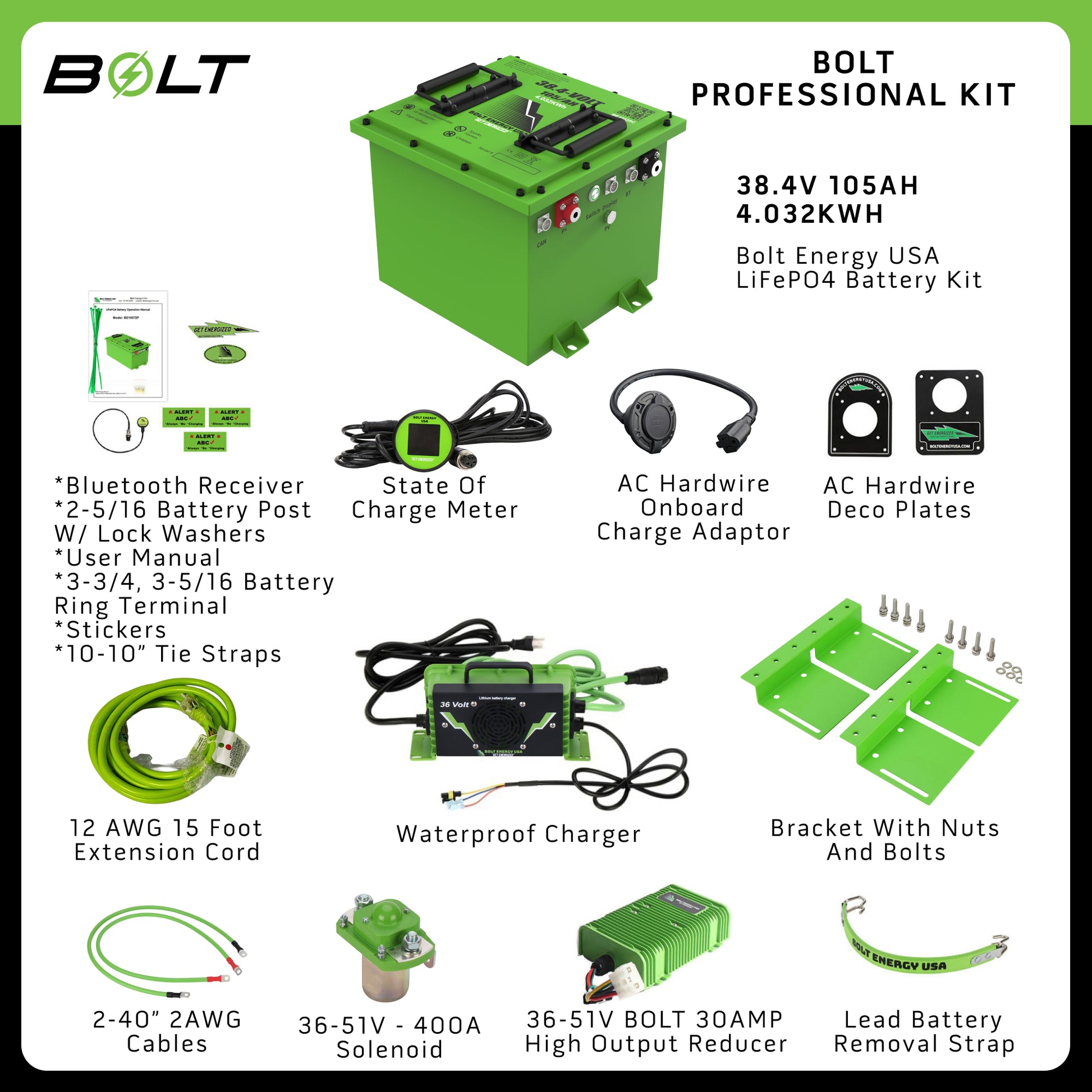 Bolt Energy Star EV Classic 38V 105AH Heated Professional Battery Kit