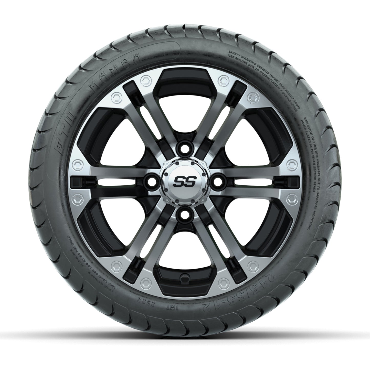 12” GTW Specter Black and Machined Wheels with 18” Mamba Street Tires – Set of 4