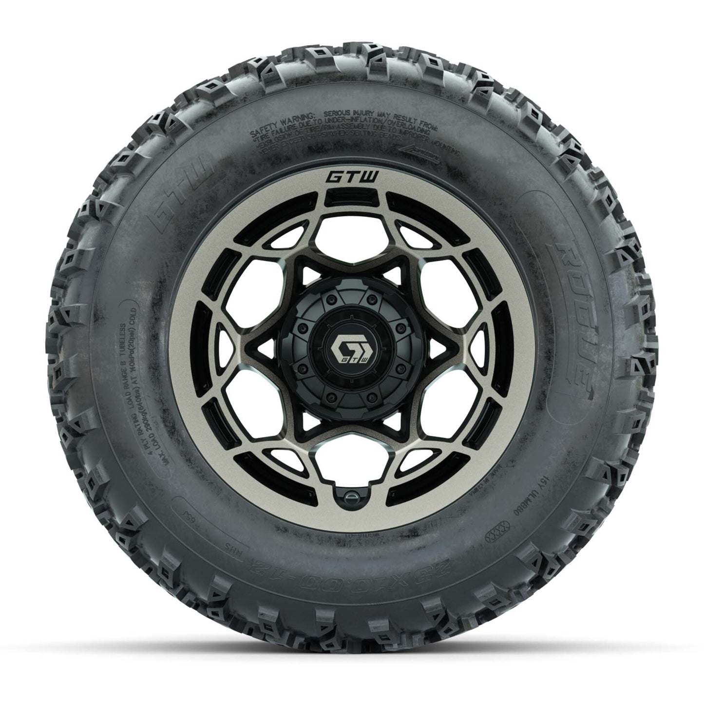 GTW® Nexus Black/Bronze 12 in Wheels with 23X10.00-12 Rogue All-Terrain Tires – Full Set