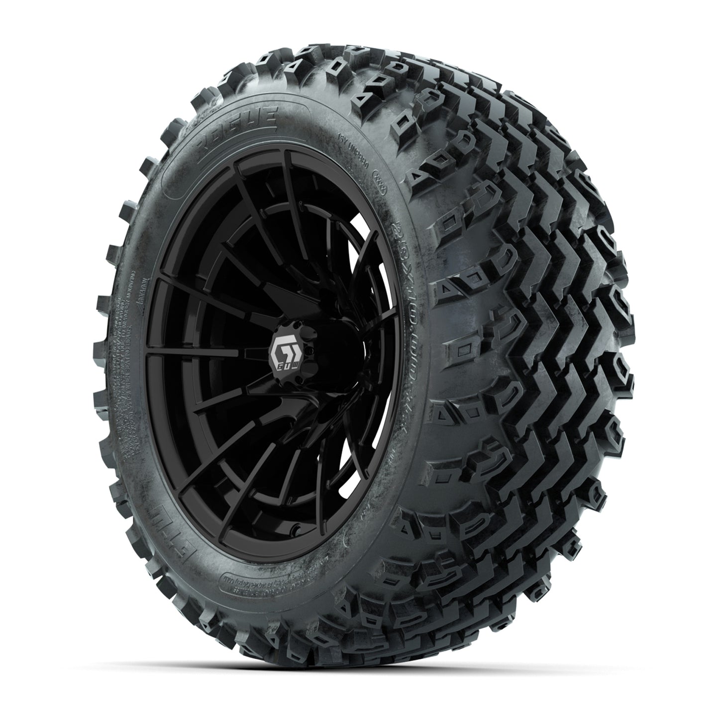 GTW® Boost Gloss Black 14 in Wheels with 23X10-14 Rogue All-Terrain Tires – Full Set
