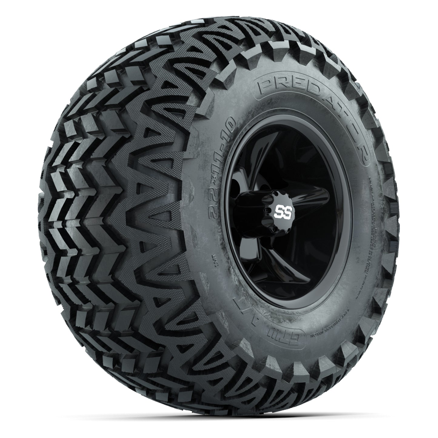 GTW Godfather Black 10 in Wheels with 22x11-10 Predator All-Terrain Tires – Full Set
