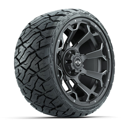 GTW® Raven Matte Gray/Ball Milled 14 in Wheels with 205/35-R14 Maverick Low-Profile All-Terrain Tires - Full Set