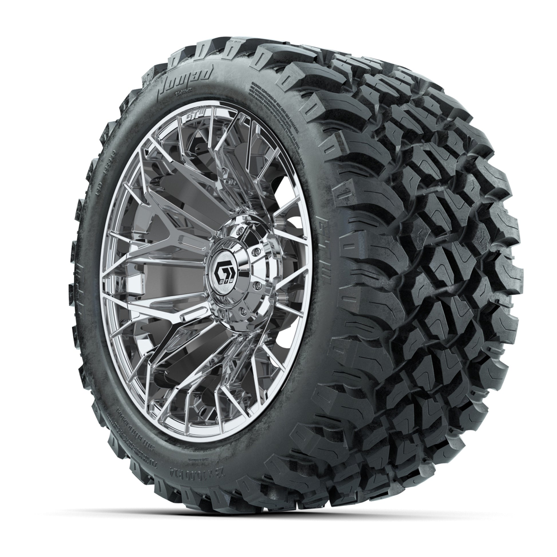 Set of (4) 14 in GTW® Stellar Chrome Wheels with 23x10-R14 Nomad All-Terrain Tires