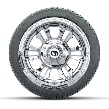 GTW® Shogun Chrome 12 in Wheels with 205/30-12 Fusion Street Tires – Full Set