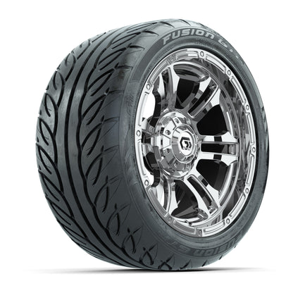 GTW® Shogun Chrome 14 in Wheels with 225/40-R14 Fusion GTR Steel Belt Radial Street Tires – Full Set
