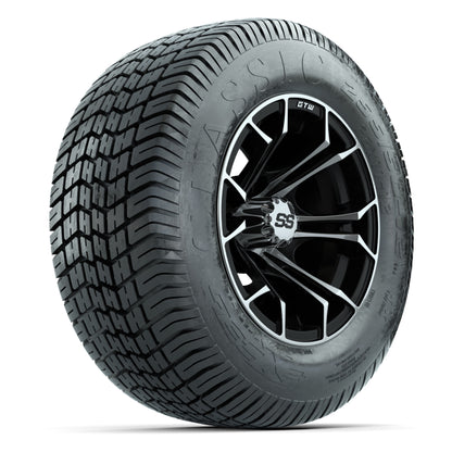 GTW® Spyder Black/Machined 12 in Wheels with 255/50-12 Excel Classic Street Tires – Full Set