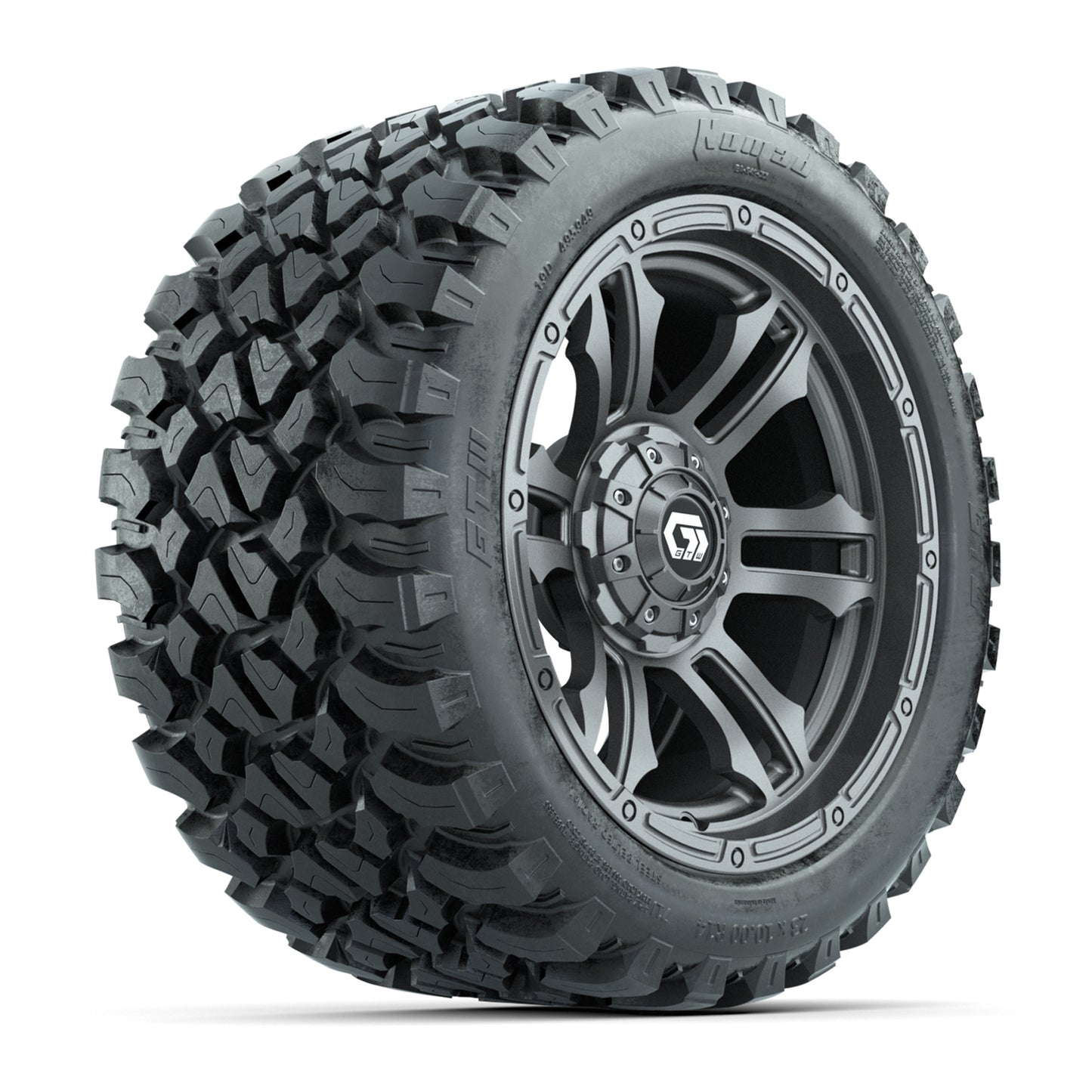 GTW® Shogun Gunmetal 14 in Wheels with 23X10-R14 Nomad Steel Belt Radial All-Terrain Tires - Full Set