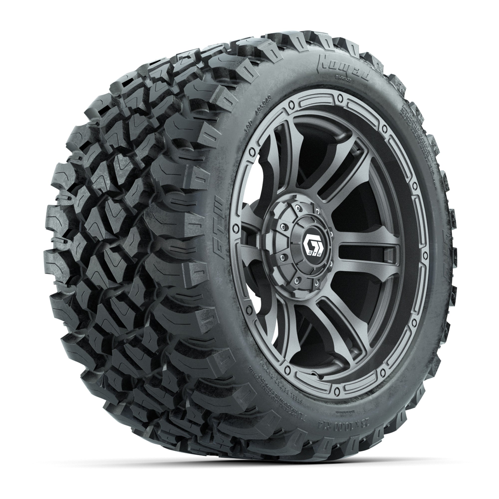 GTW® Shogun Gunmetal 14 in Wheels with 23X10-R14 Nomad Steel Belt Radial All-Terrain Tires - Full Set
