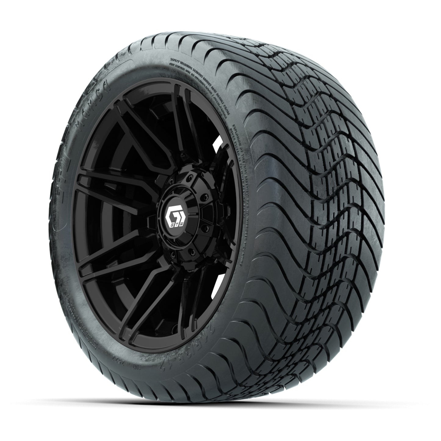 GTW® Stealth Gloss Black 12 in Wheels with 215/35-12 Mamba Street Tires – Full Set