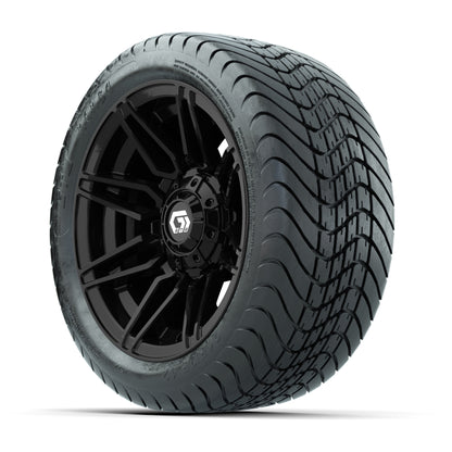 GTW® Stealth Gloss Black 12 in Wheels with 215/35-12 Mamba Street Tires – Full Set