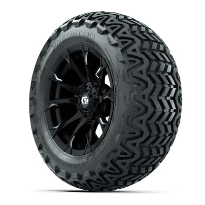 GTW® Diablo Gloss Black/Machined 14 in Wheels with 23x10-14 Predator All-Terrain Tires – Full Set