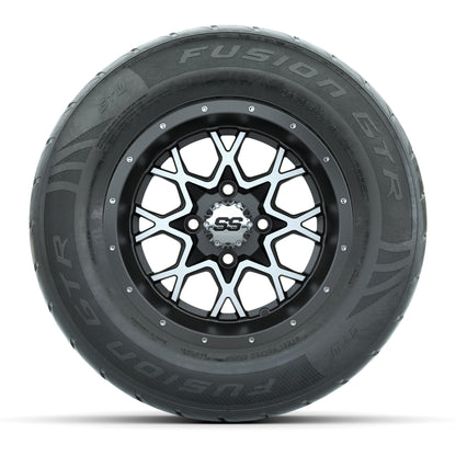 GTW® Vortex 2 Matte Gray/Machined 12 in Wheels with 255/55-R12 Fusion GTR Steel Belt Radial Street Tires - Full Set